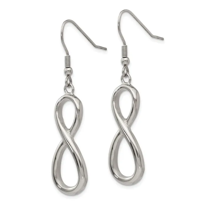 Earrings Stainless Steel Polished Infinity Dangle Shepherd Hook Earrings TreasureFineJewelers