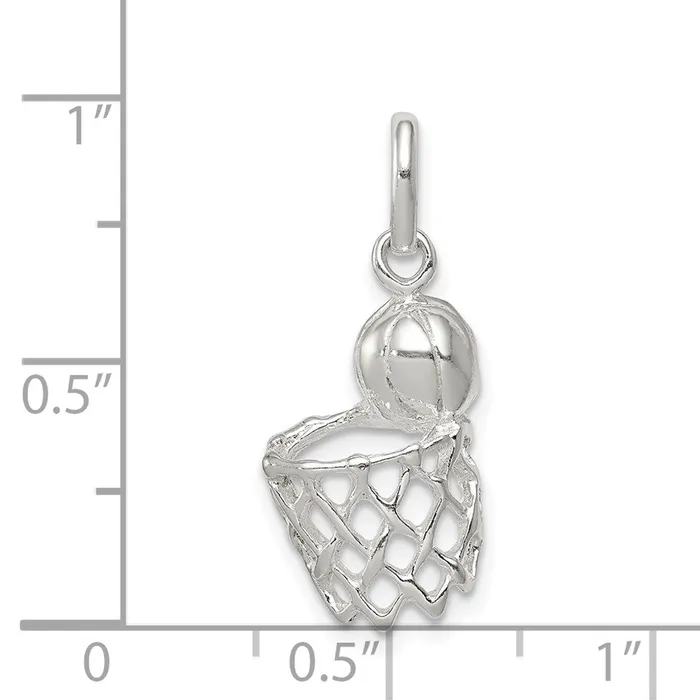 Earrings Sterling Silver Basketball In Hoop Charm TreasureFineJewelers