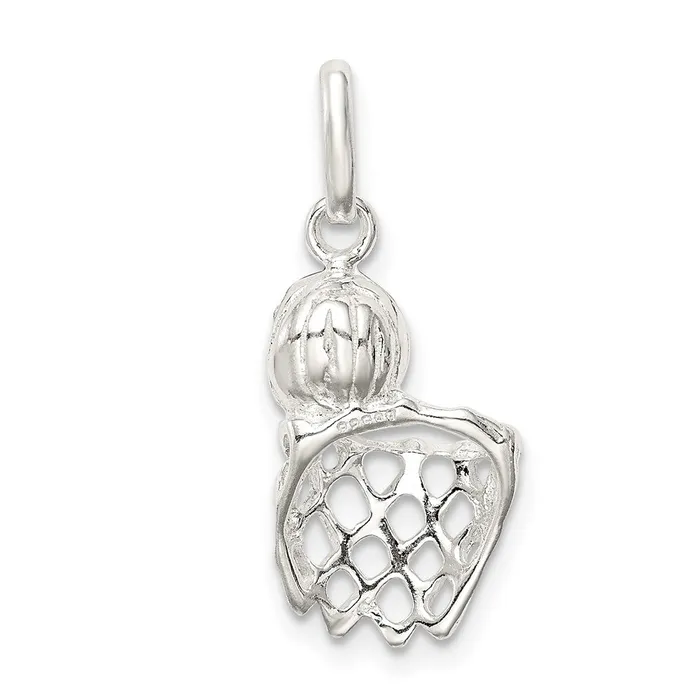 Earrings Sterling Silver Basketball In Hoop Charm TreasureFineJewelers