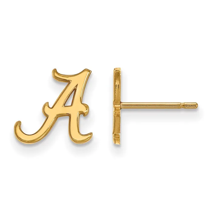 Earrings Sterling Silver Goldplated University of Alabama Letter A Extra Small Post Earrings TreasureFineJewelers Earrings Sterling Silver Goldplated University of Alabama Letter A Extra Small Post Earrings TreasureFineJewelers