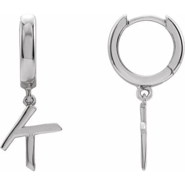 Earrings Sterling Silver Single Initial K Earring TreasureFineJewelers