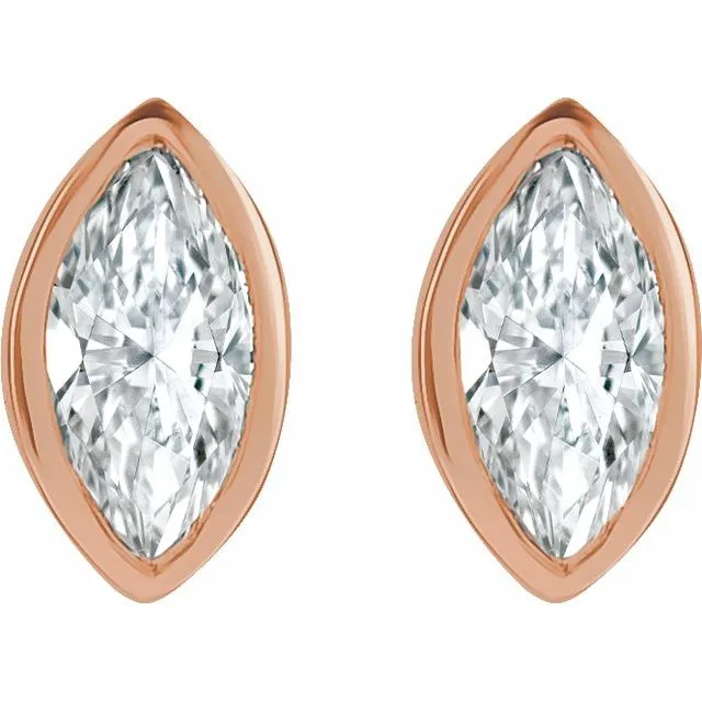 Earrings TreasureFineJewelers 14K Rose Gold 04 CTW Natural Diamond Solitaire BezelSet Earrings