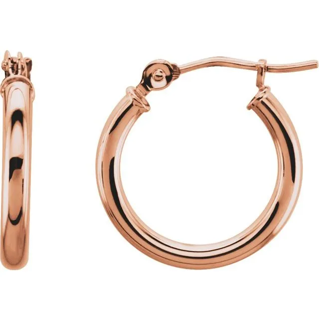 Earrings TreasureFineJewelers 14K Rose Gold 15 mm Huggie Hoop Earrings