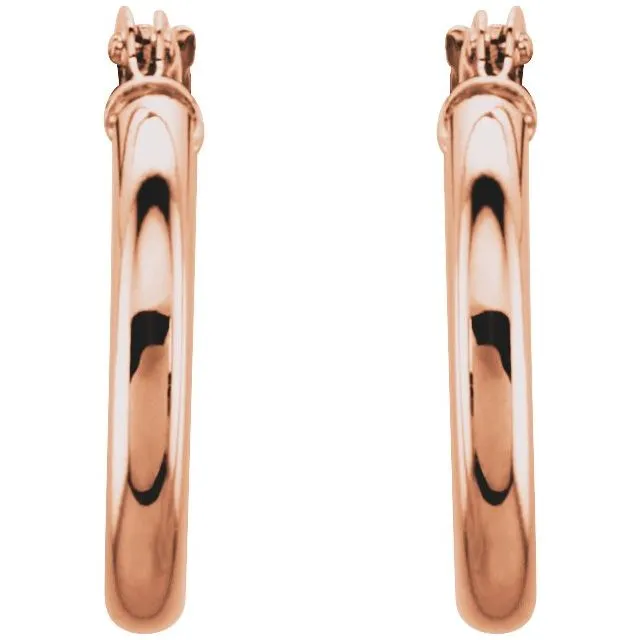 Earrings TreasureFineJewelers 14K Rose Gold 15 mm Huggie Hoop Earrings