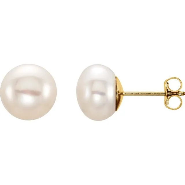 Earrings TreasureFineJewelers 14K Yellow Gold 89 mm Cultured White Gold Freshwater Pearl Earrings Earrings TreasureFineJewelers 14K Yellow Gold 89 mm Cultured White Gold Freshwater Pearl Earrings