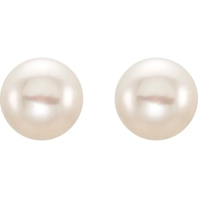 Earrings TreasureFineJewelers 14K Yellow Gold 89 mm Cultured White Gold Freshwater Pearl Earrings