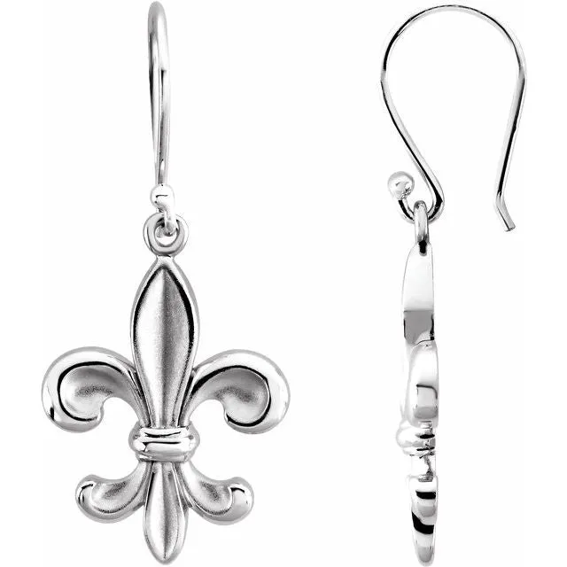 Earrings TreasureFineJewelers Sterling Silver Fleurdelis Earring