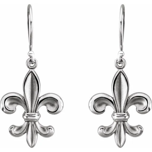 Earrings TreasureFineJewelers Sterling Silver Fleurdelis Earring