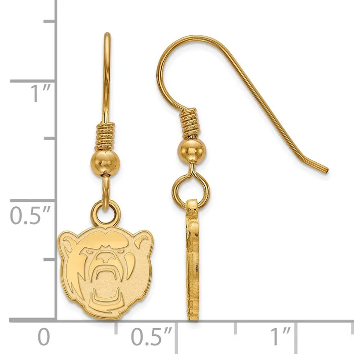Earrings TreasureFineJewelers Sterling Silver Goldplated Baylor University Extra Small Dangle Wire Earrings