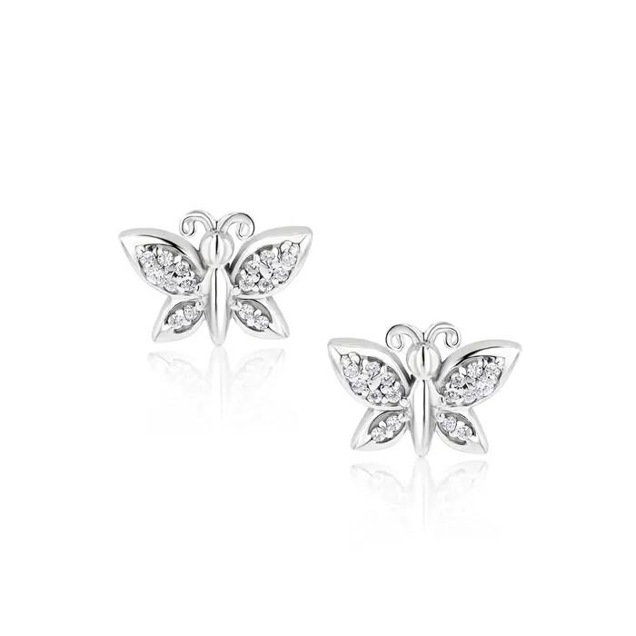Ema Jewels Earrings Keres Butterfly Crystal Sterling Silver Earrings