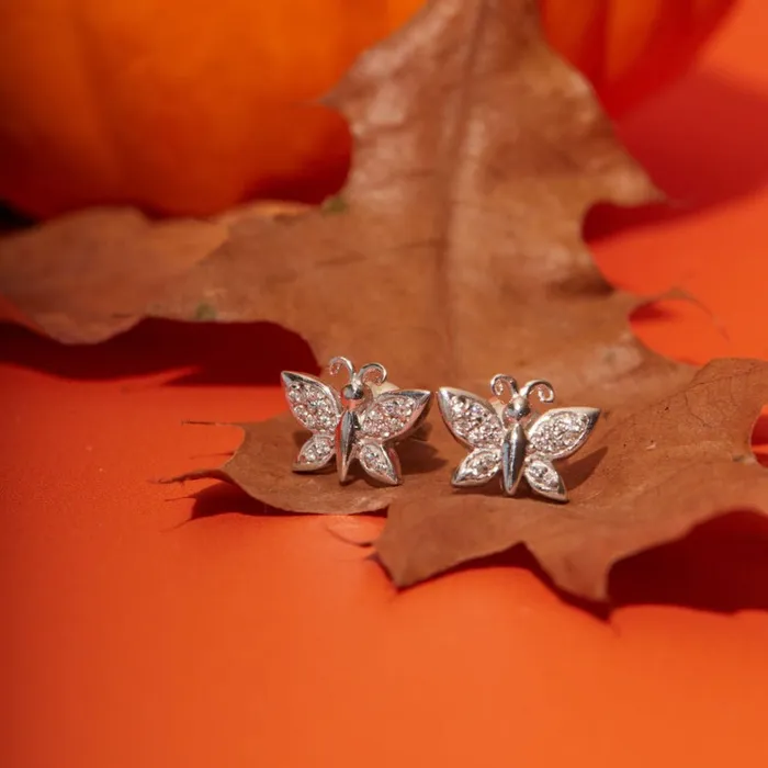 Ema Jewels Earrings Keres Butterfly Crystal Sterling Silver Earrings
