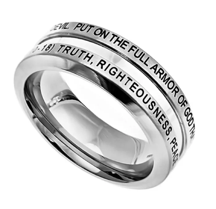 Ephesians 61018 Ring ARMOR OF GOD Christian Bible Verse Stainless Steel Thick Band North Arrow Shop Rings Ephesians 61018 Ring ARMOR OF GOD Christian Bible Verse Stainless Steel Thick Band North Arrow Shop Rings