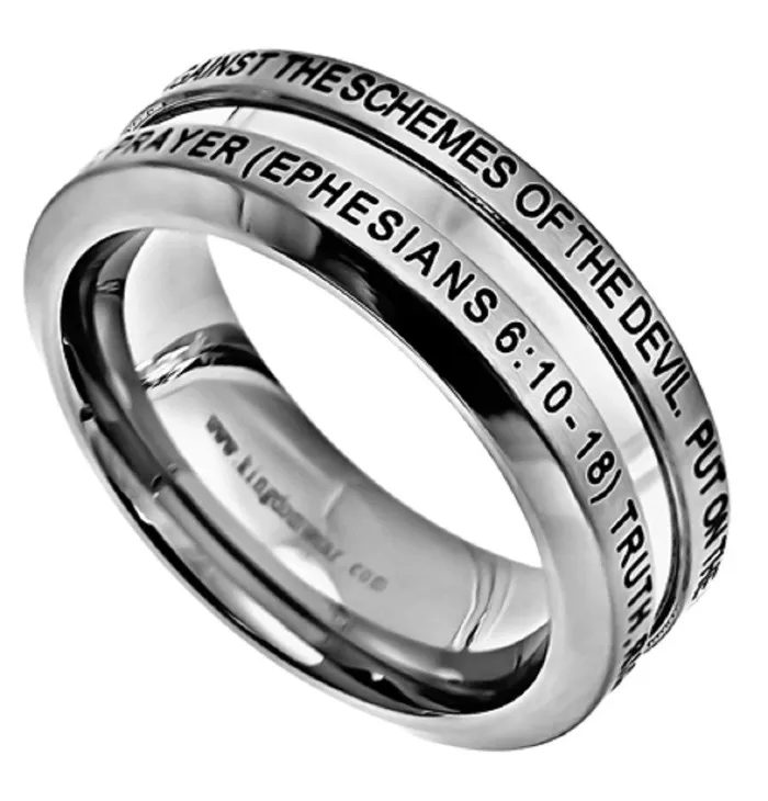 Ephesians 61018 Ring ARMOR OF GOD Christian Bible Verse Stainless Steel Thick Band North Arrow Shop Rings Ephesians 61018 Ring ARMOR OF GOD Christian Bible Verse Stainless Steel Thick Band North Arrow Shop Rings