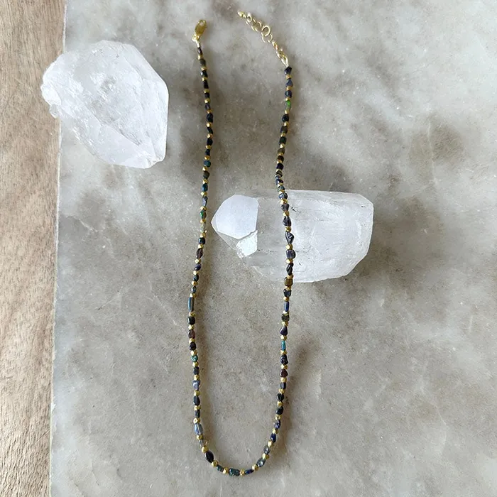 Farrah Black Opal Necklace Robindira Unsworth Necklaces
