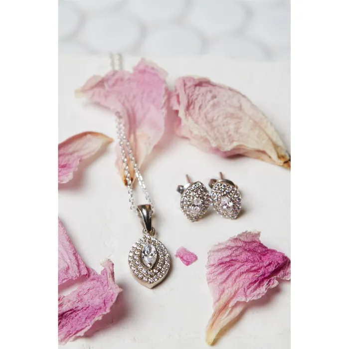Hecate Crystal Sterling Silver Necklace and Earrings SET Ema Jewels Necklaces Hecate Crystal Sterling Silver Necklace and Earrings SET Ema Jewels Necklaces