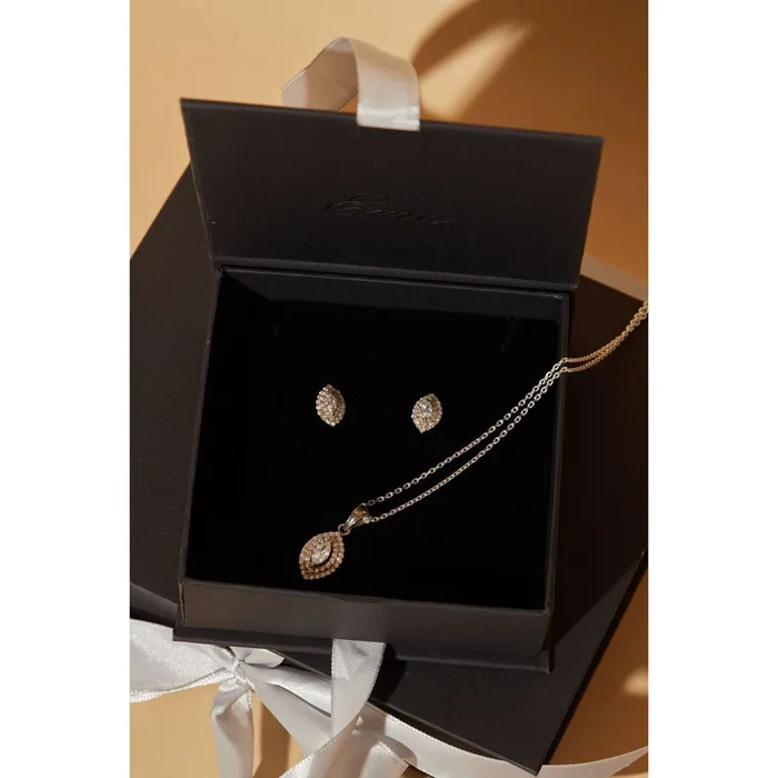 Hecate Crystal Sterling Silver Necklace and Earrings SET Ema Jewels Necklaces
