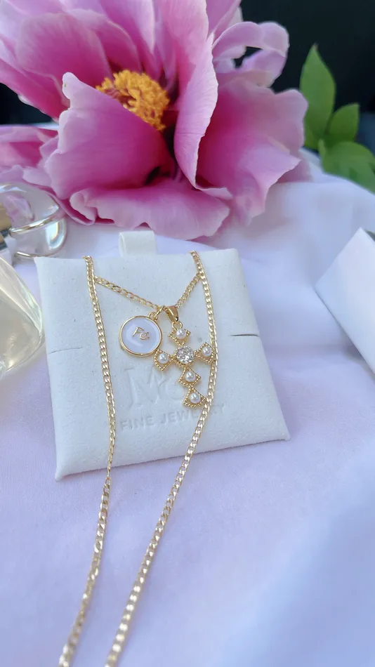 MP Jewelry Necklaces White Fe Cross Necklace