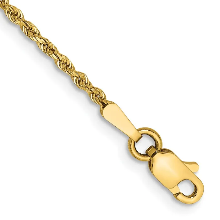 Necklaces 14k 150mm Diamondcut Rope Chain Anklet TreasureFineJewelers
