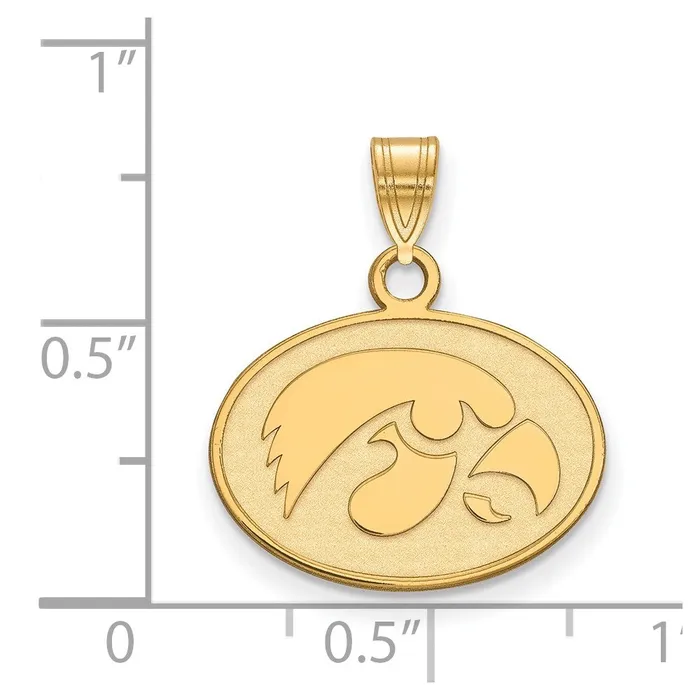 Necklaces 14k Gold University of Iowa Hawk Small Oval Pendant TreasureFineJewelers