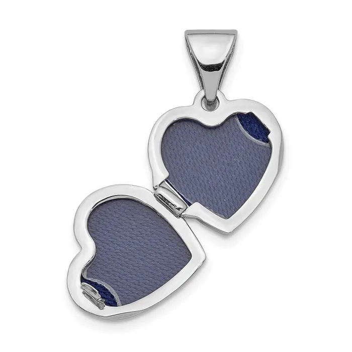 Necklaces 14K White Gold 11mm Flower Heart Locket Pendant TreasureFineJewelers