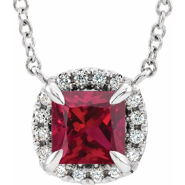 Necklaces 14K White Gold Natural Ruby 05 CTW Natural Diamond 18 Necklace TreasureFineJewelers Necklaces 14K White Gold Natural Ruby 05 CTW Natural Diamond 18 Necklace TreasureFineJewelers