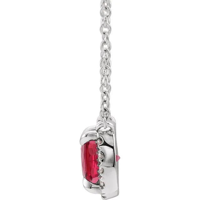 Necklaces 14K White Gold Natural Ruby 05 CTW Natural Diamond 18 Necklace TreasureFineJewelers