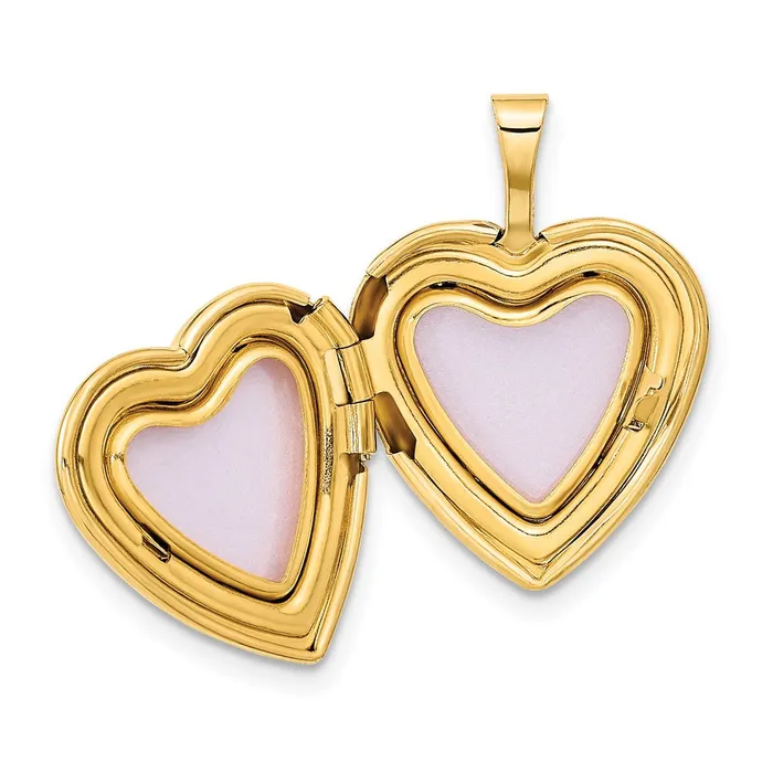 Necklaces 14k Yellow Gold 16mm with Enamel Floral Cross Heart Locket TreasureFineJewelers