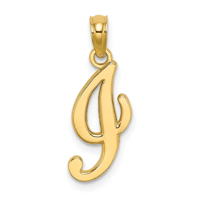Necklaces 14k Yellow Gold Script Letter I Initial Pendant TreasureFineJewelers