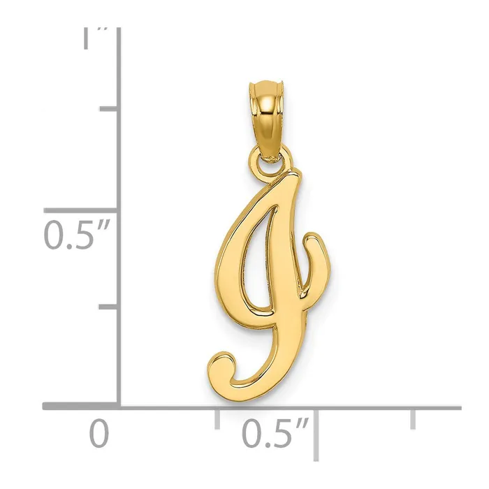 Necklaces 14k Yellow Gold Script Letter I Initial Pendant TreasureFineJewelers