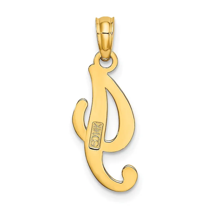 Necklaces 14k Yellow Gold Script Letter I Initial Pendant TreasureFineJewelers