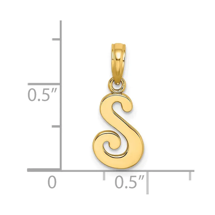 Necklaces 14k Yellow Gold Script Letter S Initial Pendant TreasureFineJewelers