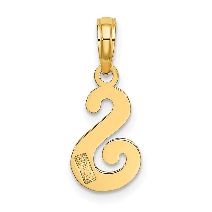 Necklaces 14k Yellow Gold Script Letter S Initial Pendant TreasureFineJewelers