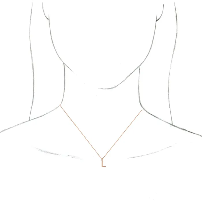 Necklaces 18K Rose GoldPlated Sterling Silver Initial L Dangle 18 Necklace TreasureFineJewelers