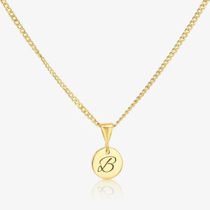 Necklaces Ema Jewels B Initial Cursive Engraved Pendant Necklace 14K 925 Gold Vermeil Necklaces Ema Jewels B Initial Cursive Engraved Pendant Necklace 14K 925 Gold Vermeil