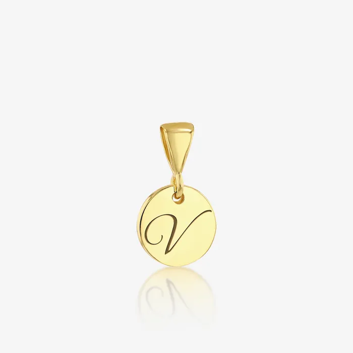 Necklaces Ema Jewels V Initial Cursive Engraved Pendant ONLY 14K 925 Gold Vermeil Necklaces Ema Jewels V Initial Cursive Engraved Pendant ONLY 14K 925 Gold Vermeil