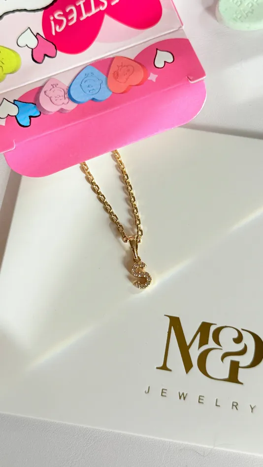 Necklaces MP Jewelry Dainty Paved Initial Necklace
