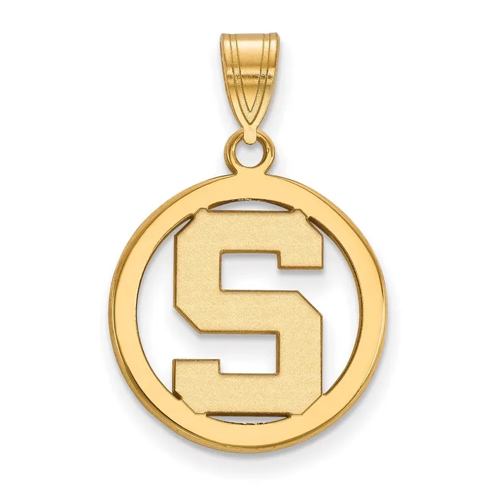 Necklaces Sterling Silver Goldplated Michigan State University Letter S Small Circle Pendant TreasureFineJewelers Necklaces Sterling Silver Goldplated Michigan State University Letter S Small Circle Pendant TreasureFineJewelers