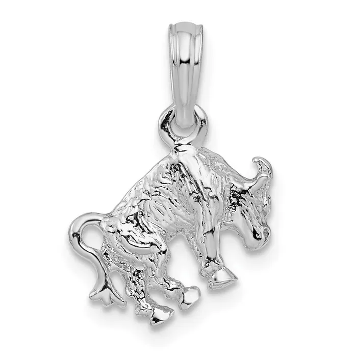 Necklaces Sterling Silver Polished 3D Taurus Zodiac Pendant TreasureFineJewelers