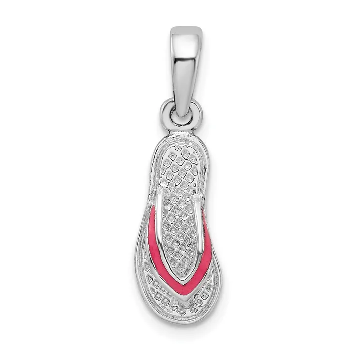 Necklaces Sterling Silver Polished Enameled Pink Flipflop Pendant TreasureFineJewelers Necklaces Sterling Silver Polished Enameled Pink Flipflop Pendant TreasureFineJewelers