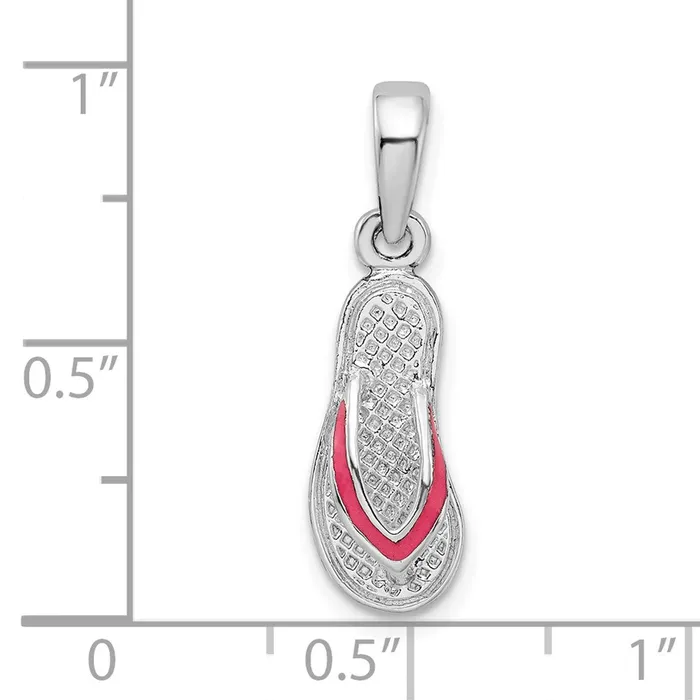Necklaces Sterling Silver Polished Enameled Pink Flipflop Pendant TreasureFineJewelers