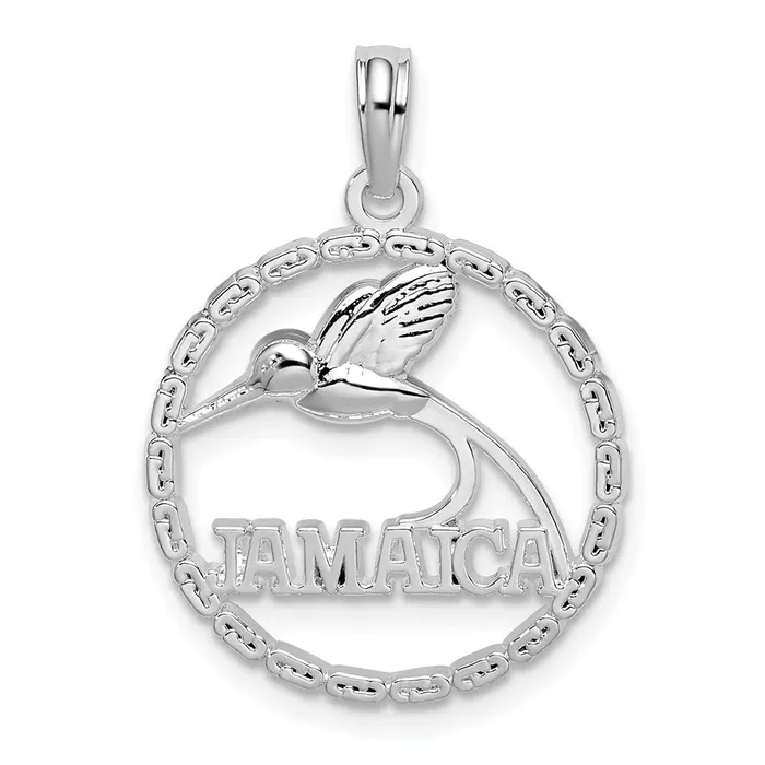 Necklaces Sterling Silver Polished Jamaica Round Circle wBird Pendant TreasureFineJewelers Necklaces Sterling Silver Polished Jamaica Round Circle wBird Pendant TreasureFineJewelers