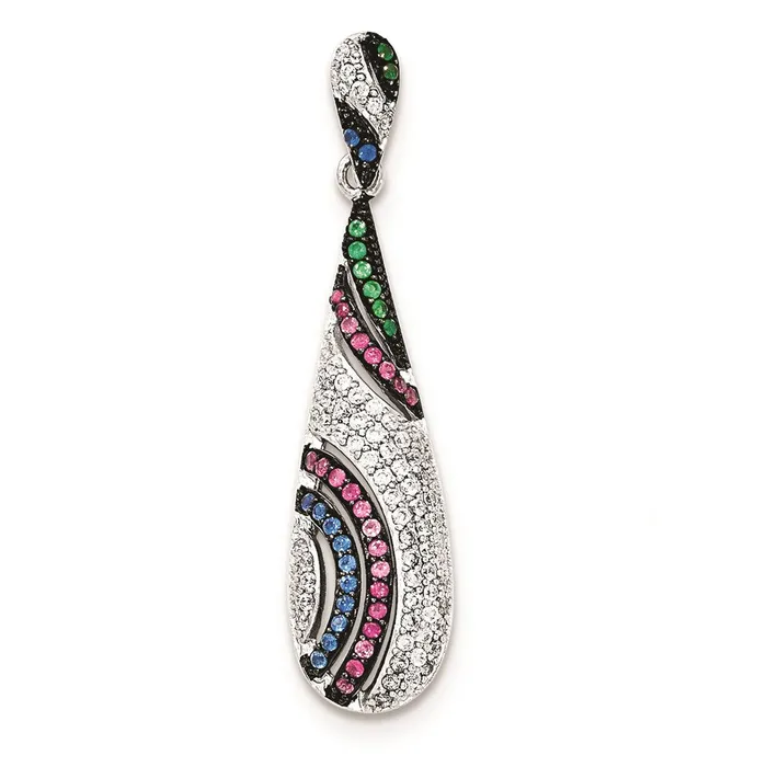 Necklaces Sterling Silver WSynthetic Stones CZ Pendant TreasureFineJewelers Necklaces Sterling Silver WSynthetic Stones CZ Pendant TreasureFineJewelers