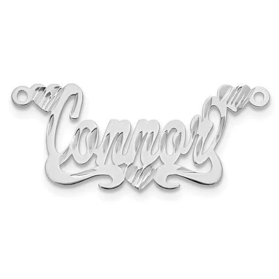 Necklaces TreasureFineJeweler Name Plate Pendant with 3 hearts Polished Diamondcut