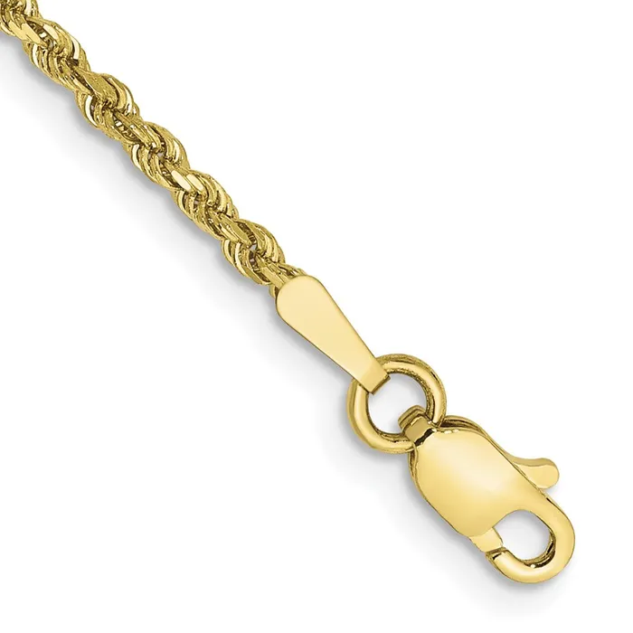 Necklaces TreasureFineJewelers 10k 175mm Diamondcut Rope Chain Anklet