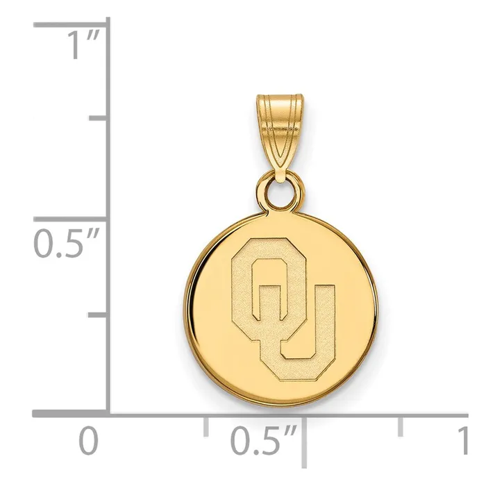 Necklaces TreasureFineJewelers 10k Gold University of Oklahoma OU Small Disc Pendant