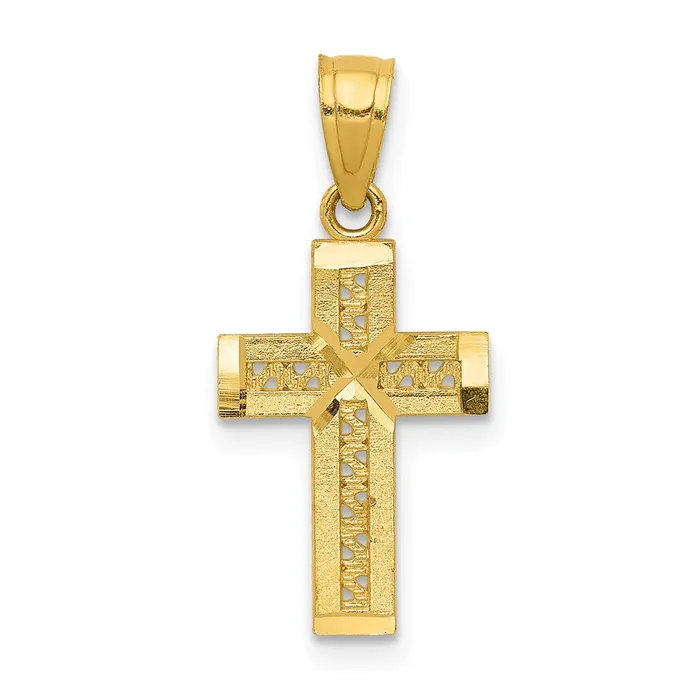 Necklaces TreasureFineJewelers 14k Diamondcut Cross wX Center Pendant