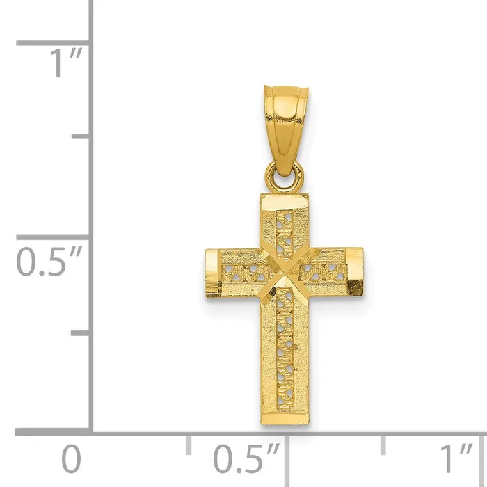Necklaces TreasureFineJewelers 14k Diamondcut Cross wX Center Pendant