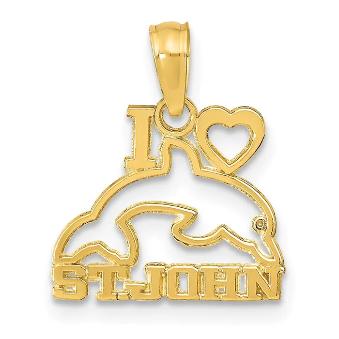 Necklaces TreasureFineJewelers 14K I HEART ST JOHN wDolphin Pendant