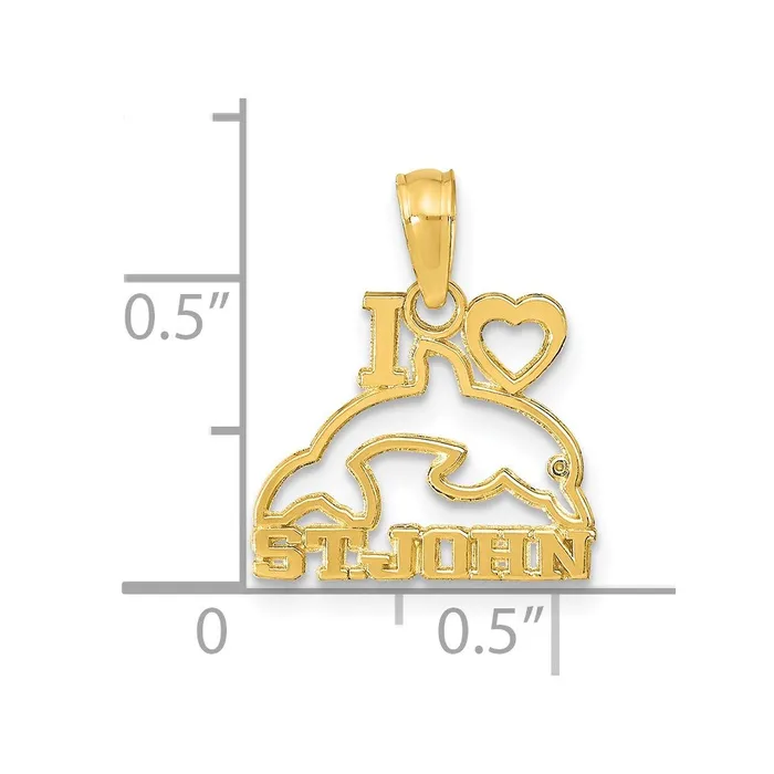 Necklaces TreasureFineJewelers 14K I HEART ST JOHN wDolphin Pendant
