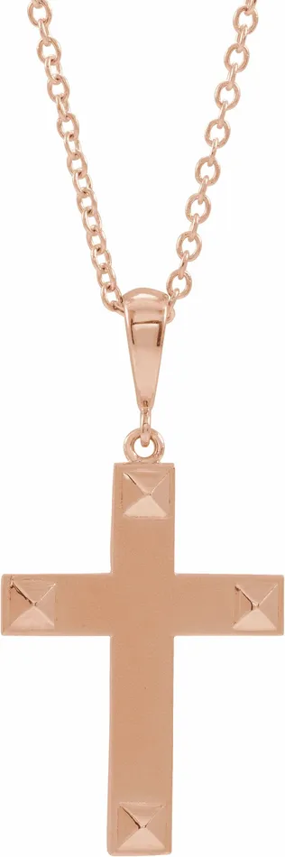Necklaces TreasureFineJewelers 14K Rose Gold Cross 18 Necklace